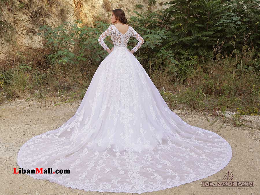 Nada Nassar Bassim Haute Couture white flowing wedding dress 2017