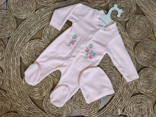 Salmon Velvet Overall