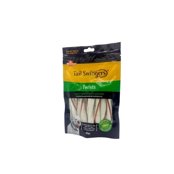 TAIL SWINGERS - CHEW TWISTS WITH CHICKEN 80 G