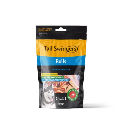 TAIL SWINGERS - CHICKEN and FISH ROLLS 100 G