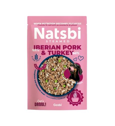 NATSBI DOG STEAMED IBERIAN PORK & TURKEY 500 G