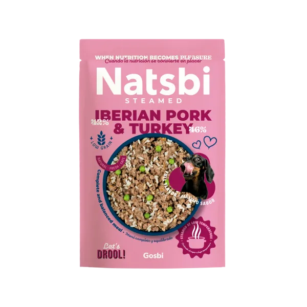 NATSBI DOG STEAMED IBERIAN PORK & TURKEY 500 G