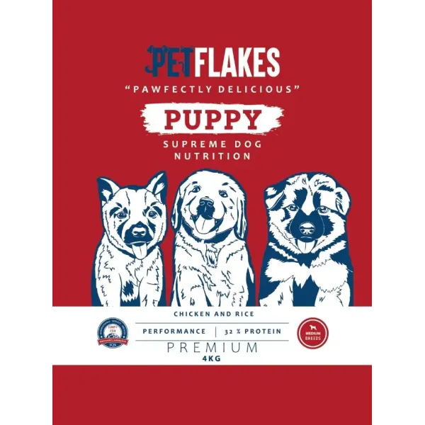PET FLAKES - DOG FOOD - PUPPY MEDIUM BREED 4 KG