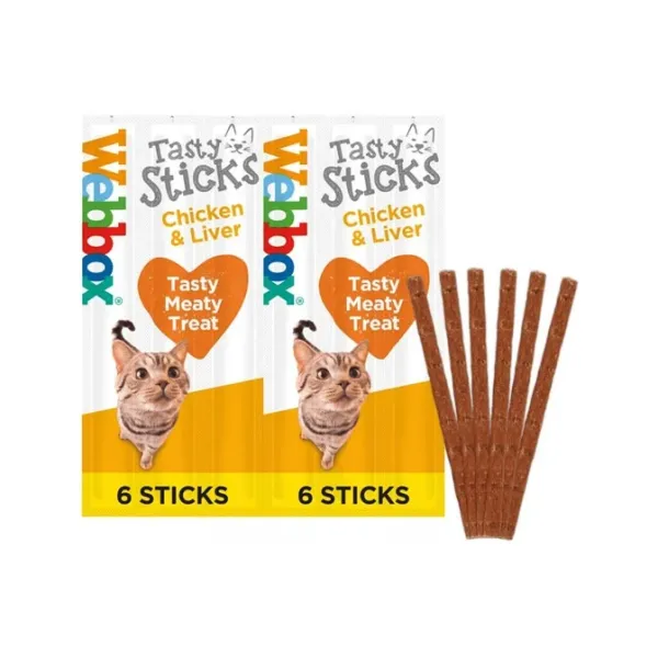 WEBBOX - CAT TASTY STICKS - CHICKEN and LIVER 6 STICKS