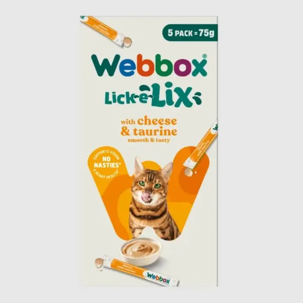 WEBBOX - LICK-E-LIX CAT LIQUID SNACK - CHEESE and TAURINE 5 SACHETS BOX