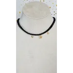 18 Carat Gold Butterfly Charm Necklace with Black Beads