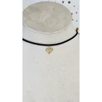 18 Carat Gold Diamond Charm Necklace on Black Choker