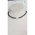 18 Carat Gold Snowflake Charm Necklace with Black Beads