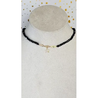 18K Gold Star Pendant Choker Necklace