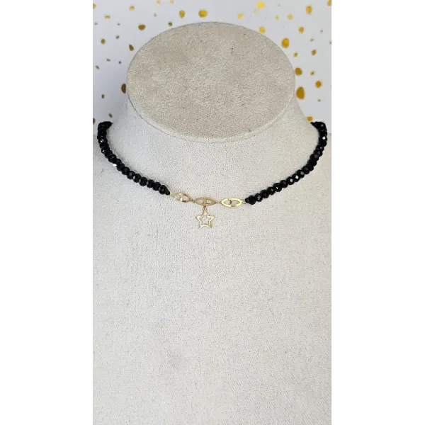 18K Gold Star Pendant Choker Necklace