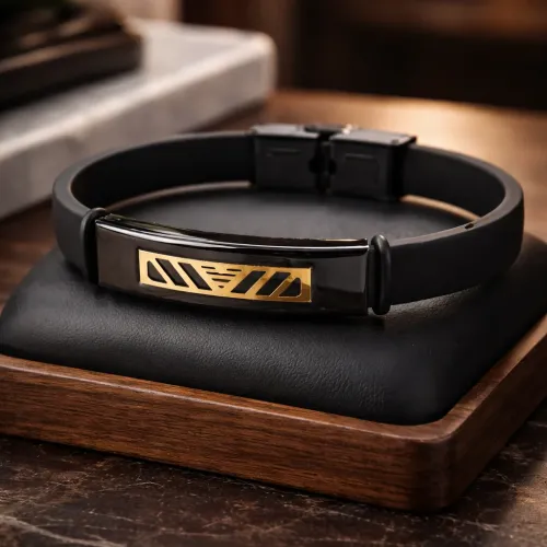 APEX NOIR BRACELET FOR MEN WITH GOLD PLATE