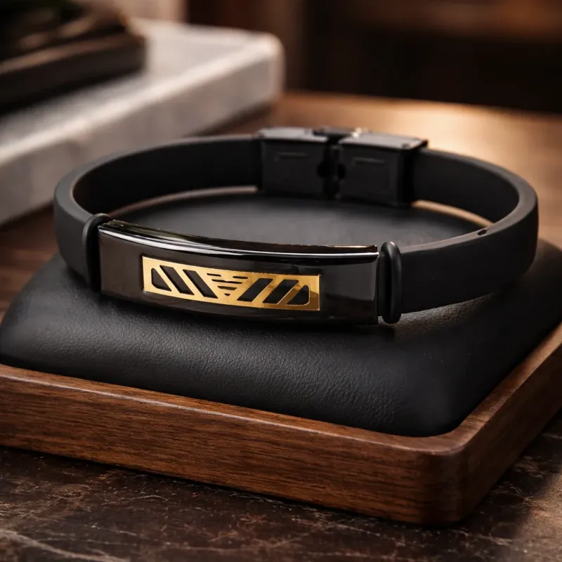 APEX NOIR BRACELET FOR MEN WITH GOLD PLATE