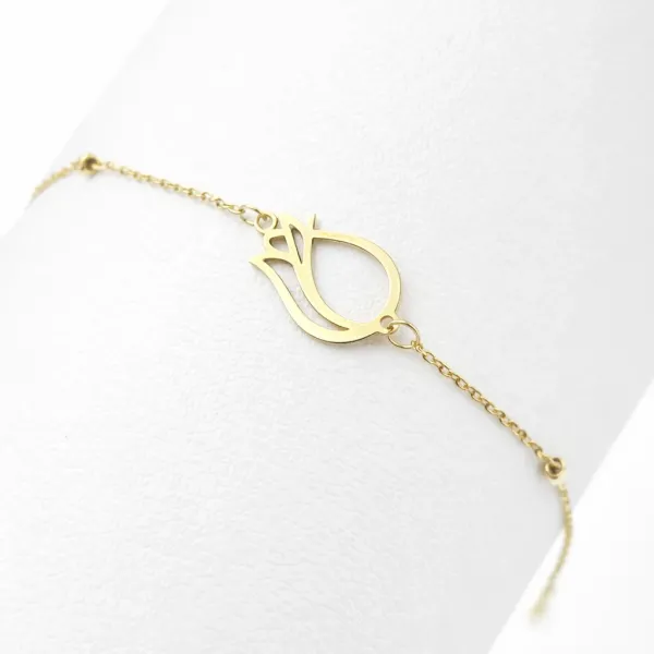 Eternal Tulip + Beads 18K Gold Floral Bracelet