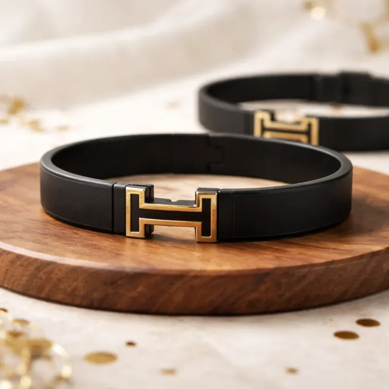 HORIZON NOIR BRACELET WITH GOLD FOR MEN