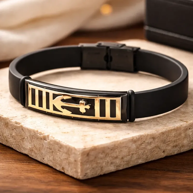 KAIRO CREST BLACK BRACELET IN 18K GOLD