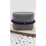 Men's Black Beaded Bracelet with 18 Carat Gold Accent