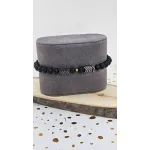 Men's Black Beaded Bracelet with Silver Arrow Charms & 18 Carat Gold Bead