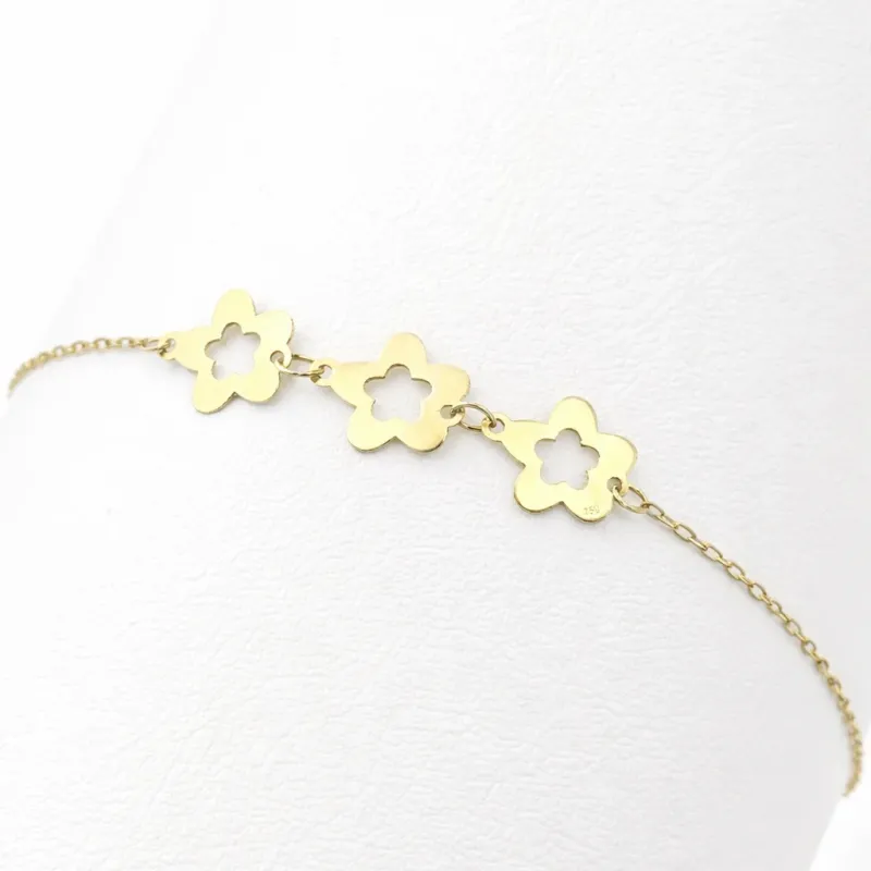 TRIO FLOWER – 18K GOLD TRIPLE FLOWER BRACELET