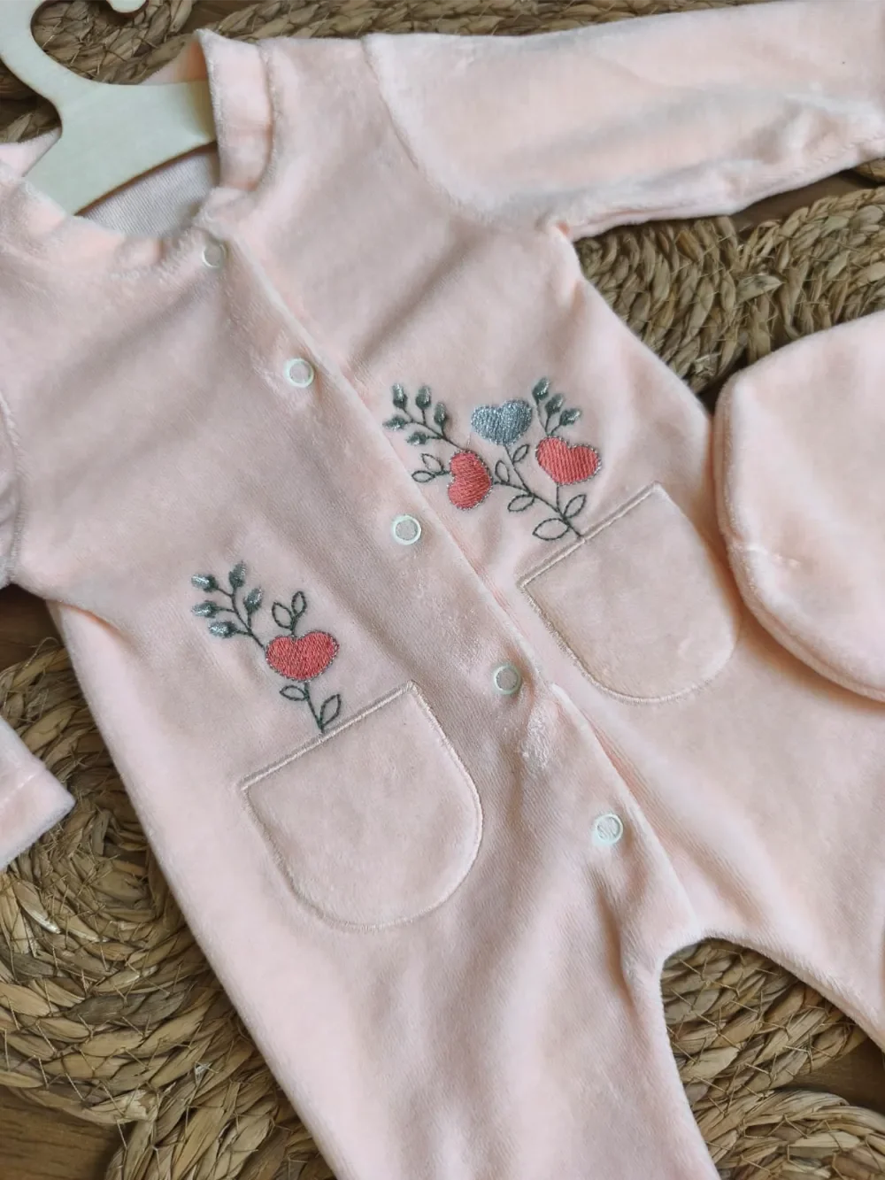 Salmon Velvet Overall