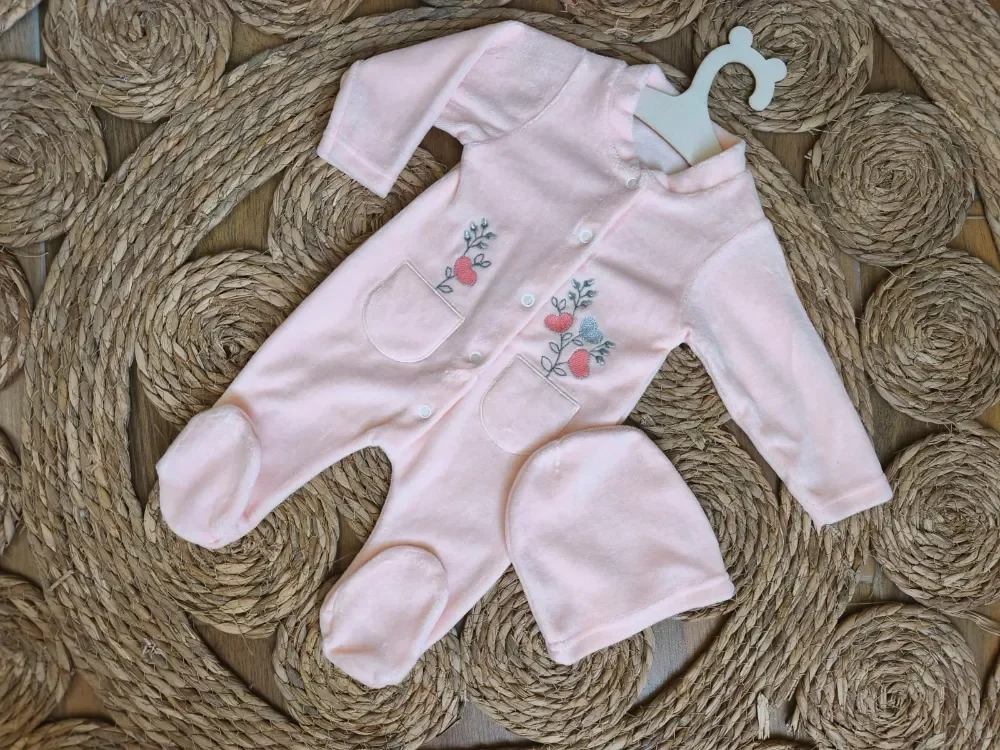Salmon Velvet Overall