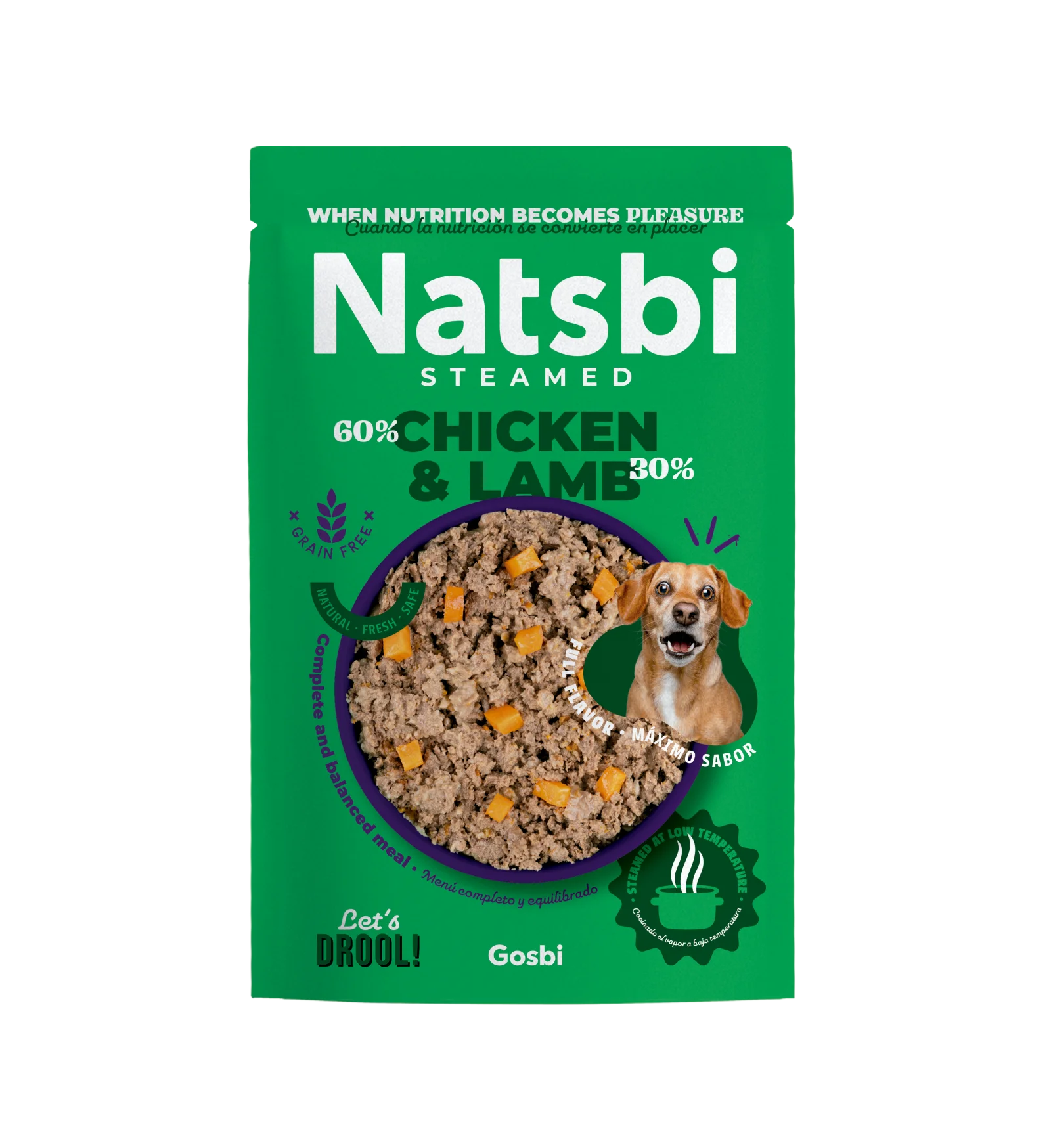 NATSBI DOG STEAMED CHICKEN & LAMB 500 G