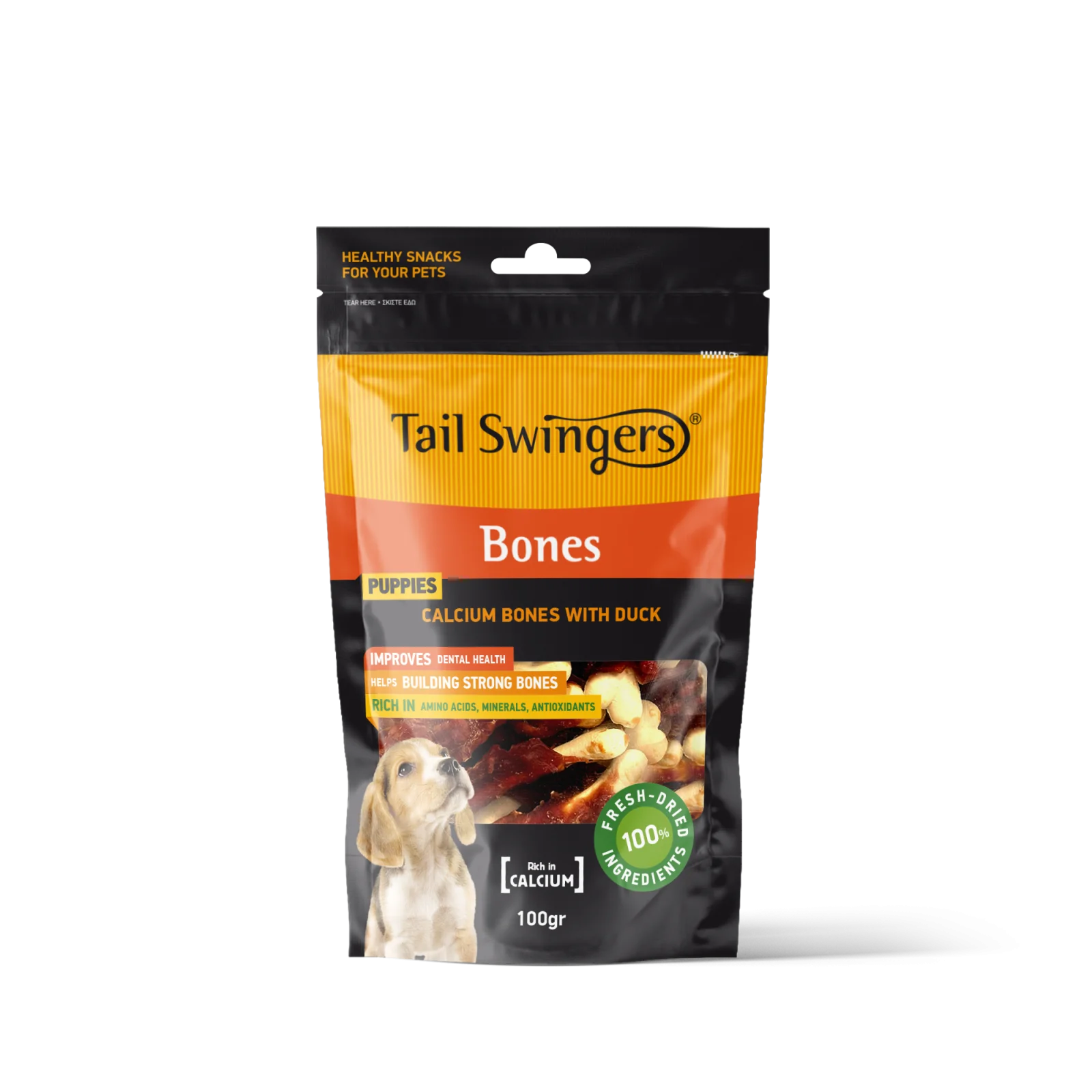 TAIL SWINGERS - CALCIUM BONES WITH DUCK 100 G