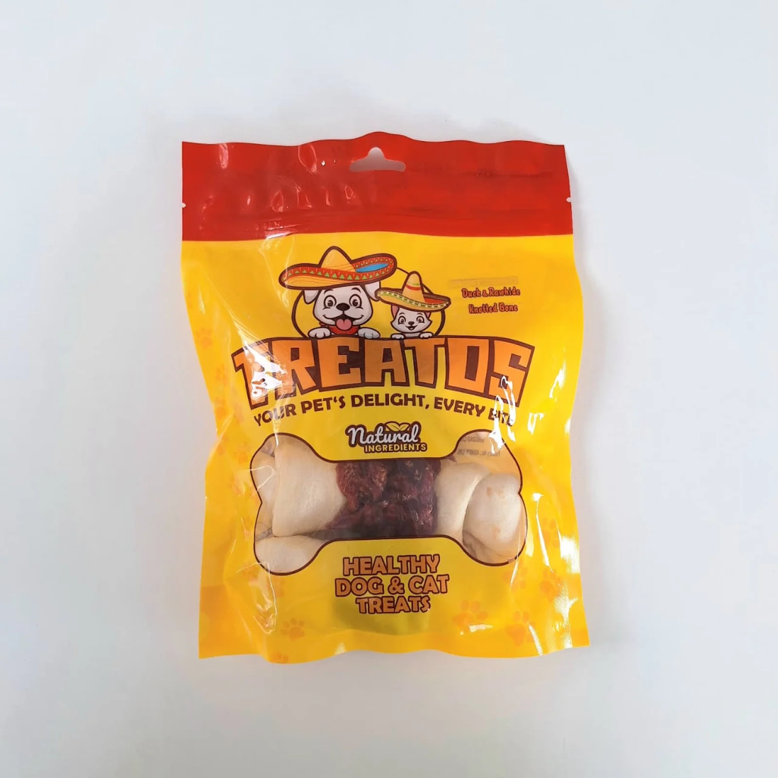 TREATOS - DUCK & RAWHIDE KNOTTED BONE (200 G)