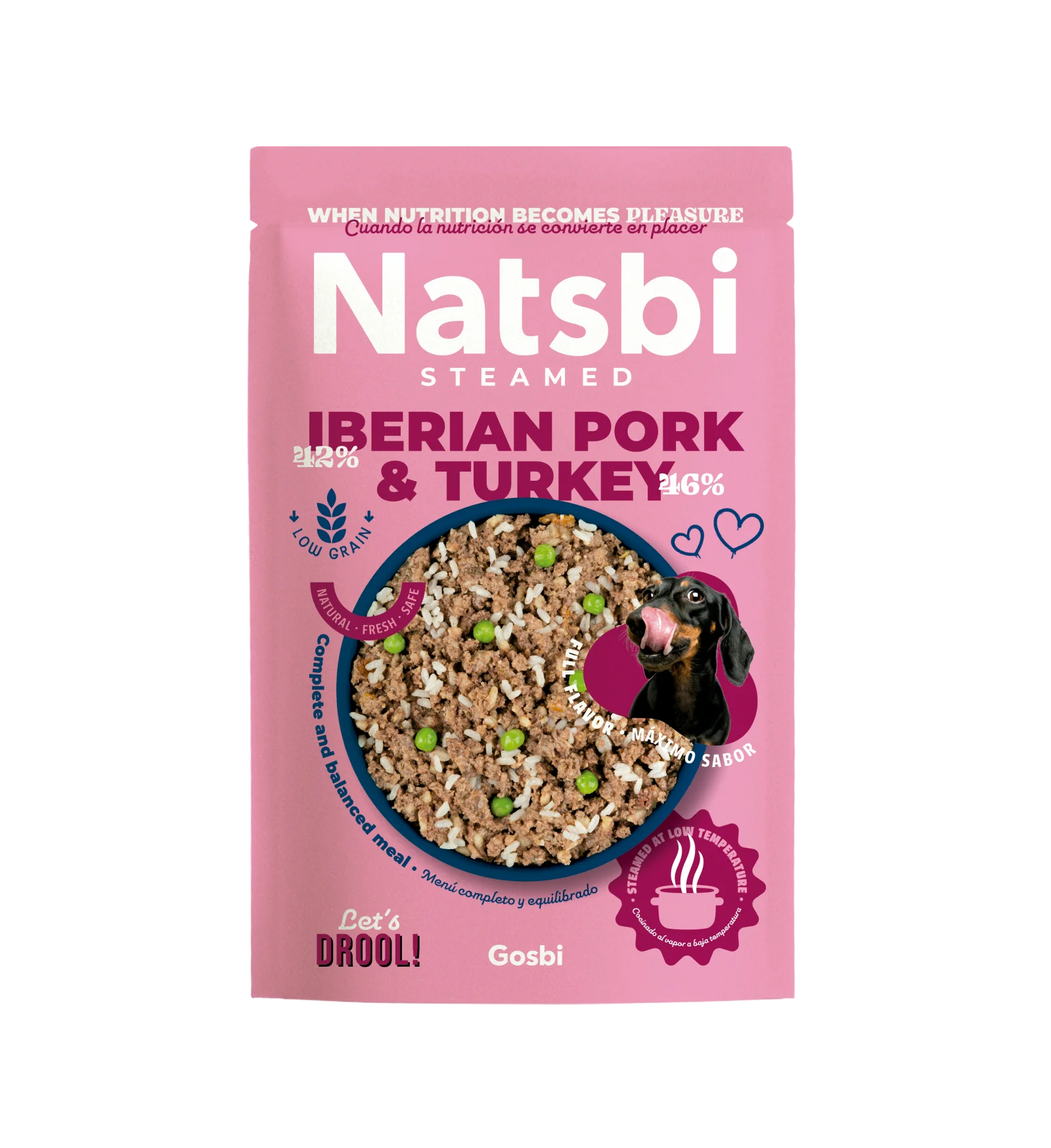 NATSBI DOG STEAMED IBERIAN PORK & TURKEY 500 G