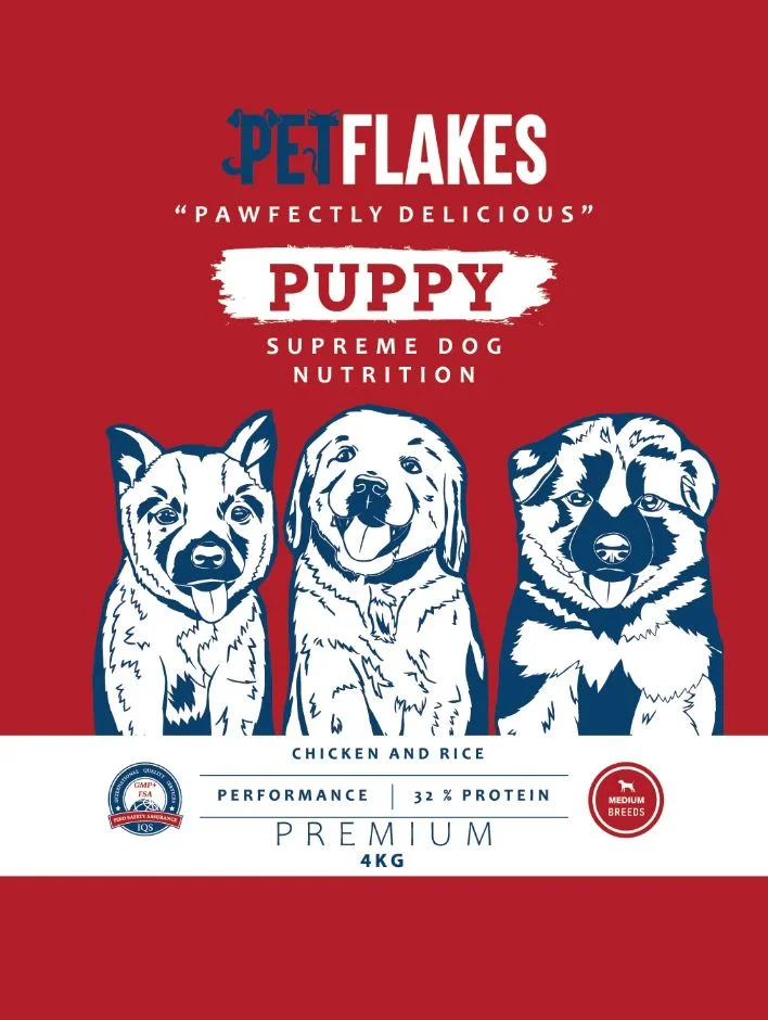 PET FLAKES - DOG FOOD - PUPPY MEDIUM BREED 4 KG