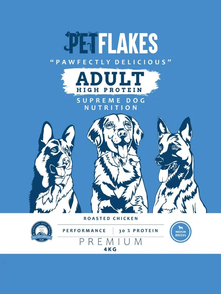 PET FLAKES - DOG FOOD - ADULT HIGH PROTEIN MEDIUM BREED 4 KG