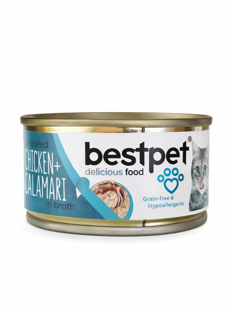 BESTPET CAT - SHREDDED CHICKEN and CALAMARI IN BROTH 70 G