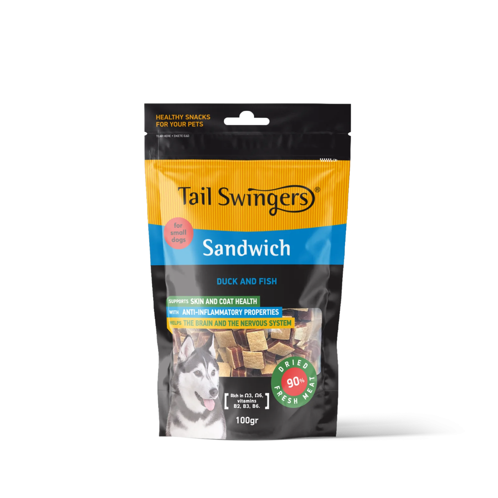 TAIL SWINGERS - DUCK and FISH SANDWICH - SMALL BITES 100G