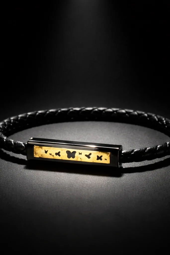AERO NOIR BRAIDED LEATHER MEN’S BRACELET