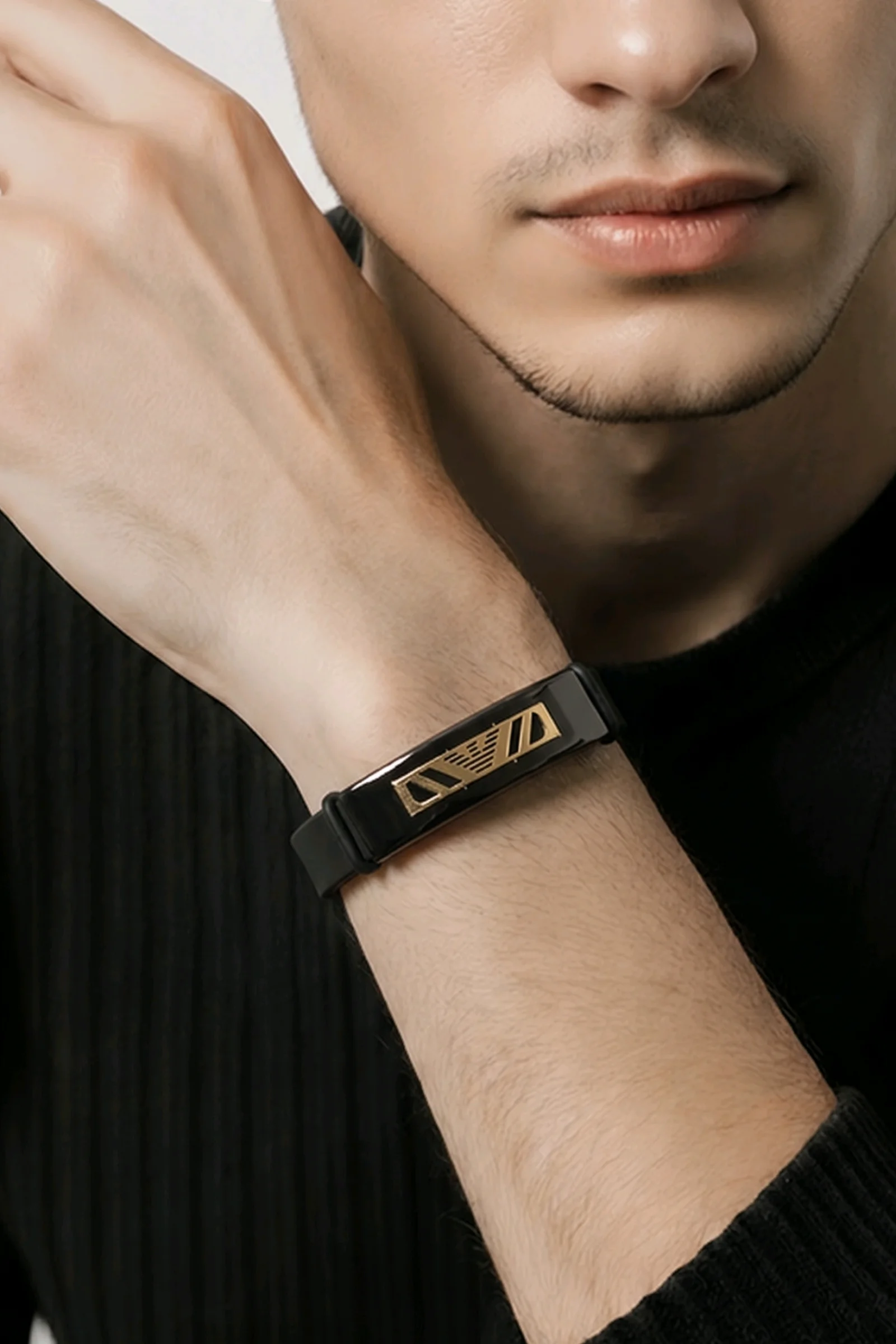 APEX NOIR BRACELET FOR MEN WITH GOLD PLATE