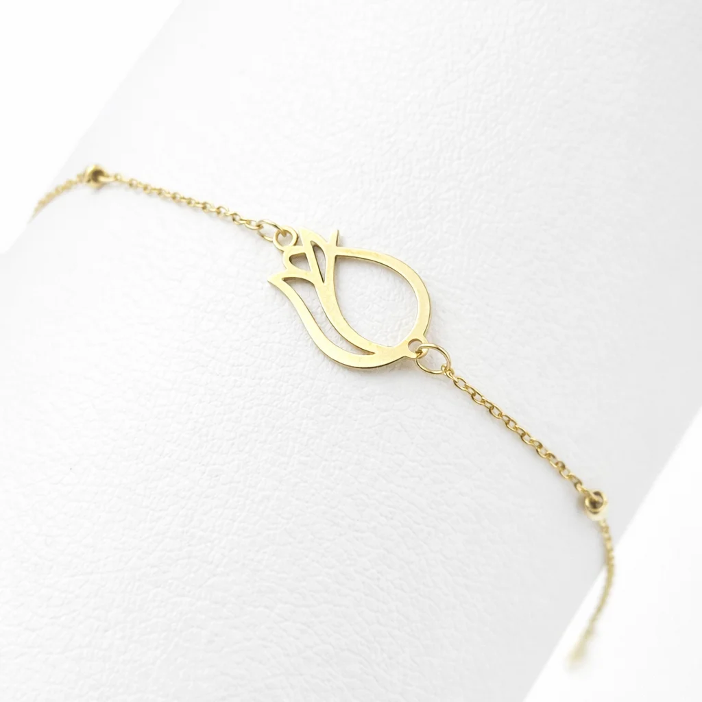ETERNAL TULIP + BEADS 18K GOLD FLORAL BRACELET
