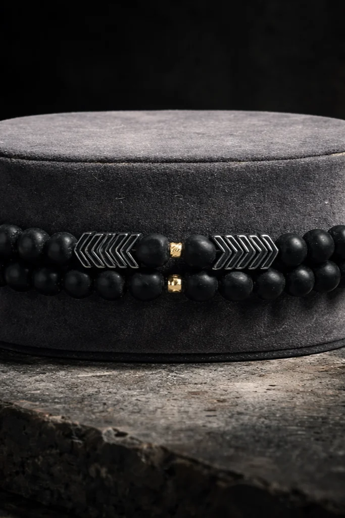 ORION BEAD BRACELET MATT BLACK & GOLD