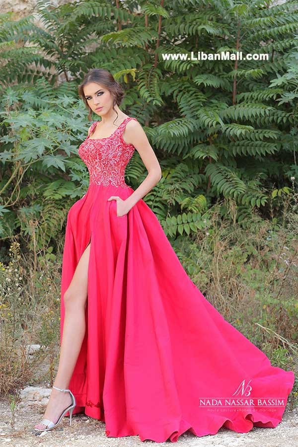 Red evening dress by Nada Nassar Bassim Haute Couture 2017