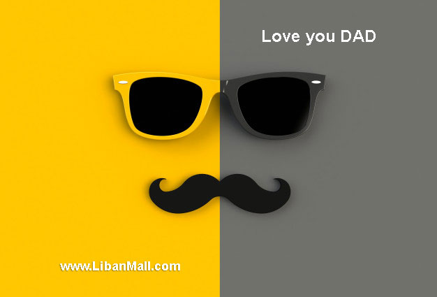Yellow and black Glasses and mustache fathers day card
